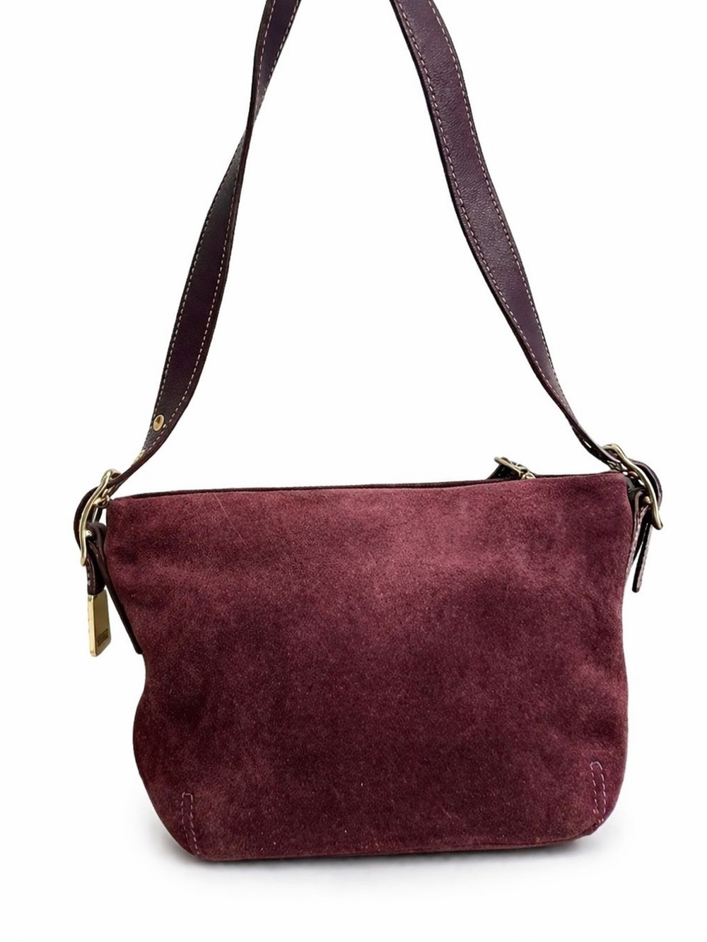 Coach Y2K Burgundy Suede mini east west bag